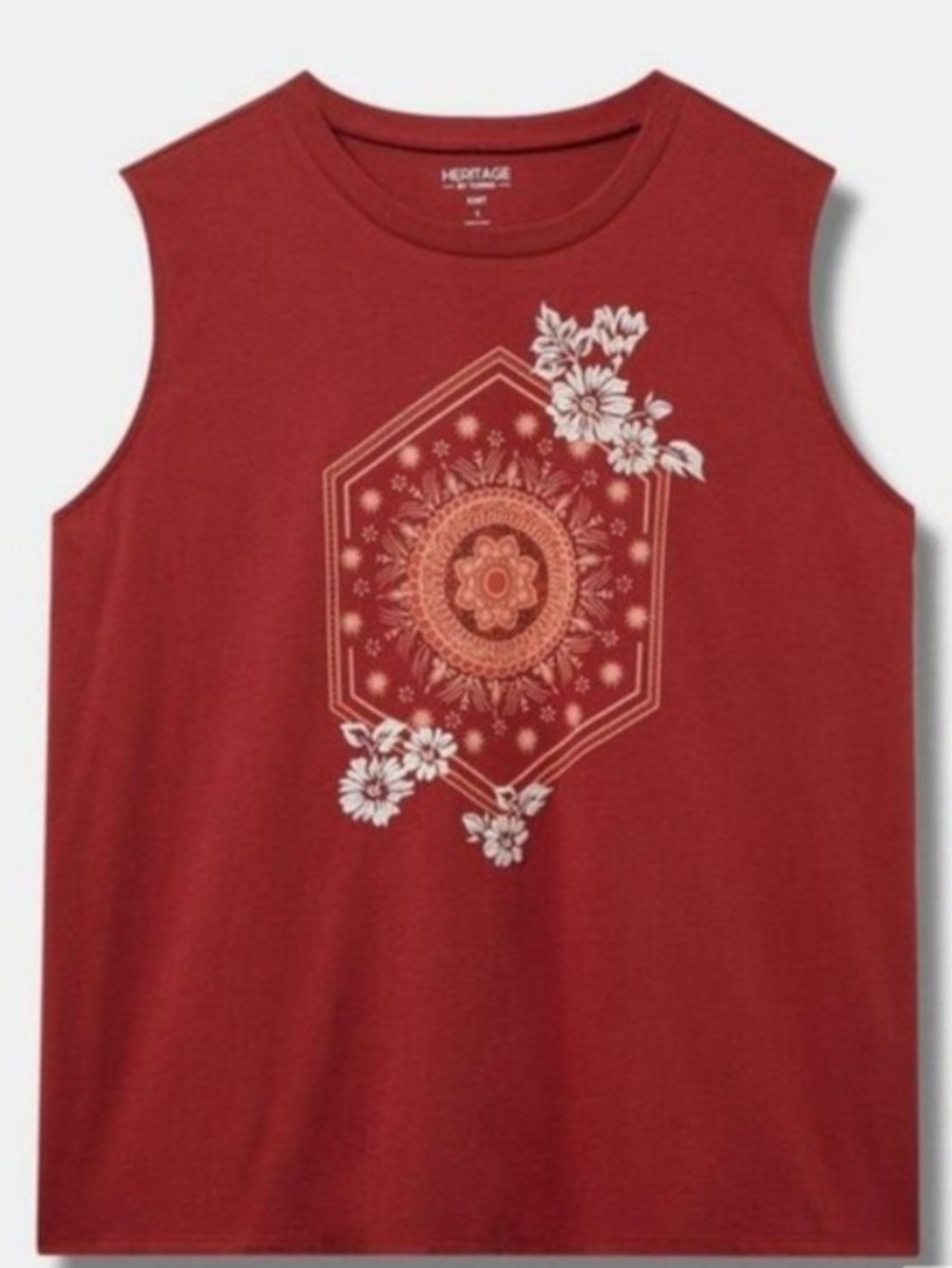 Torrid Beivk Red Graphic Tank with Floral Mandala, SZ 0X, NWT